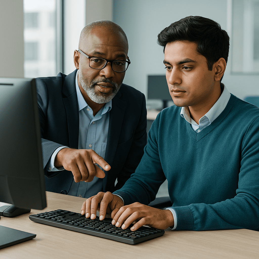 Professional business team analyzing cloud IAM data for zero trust using AI