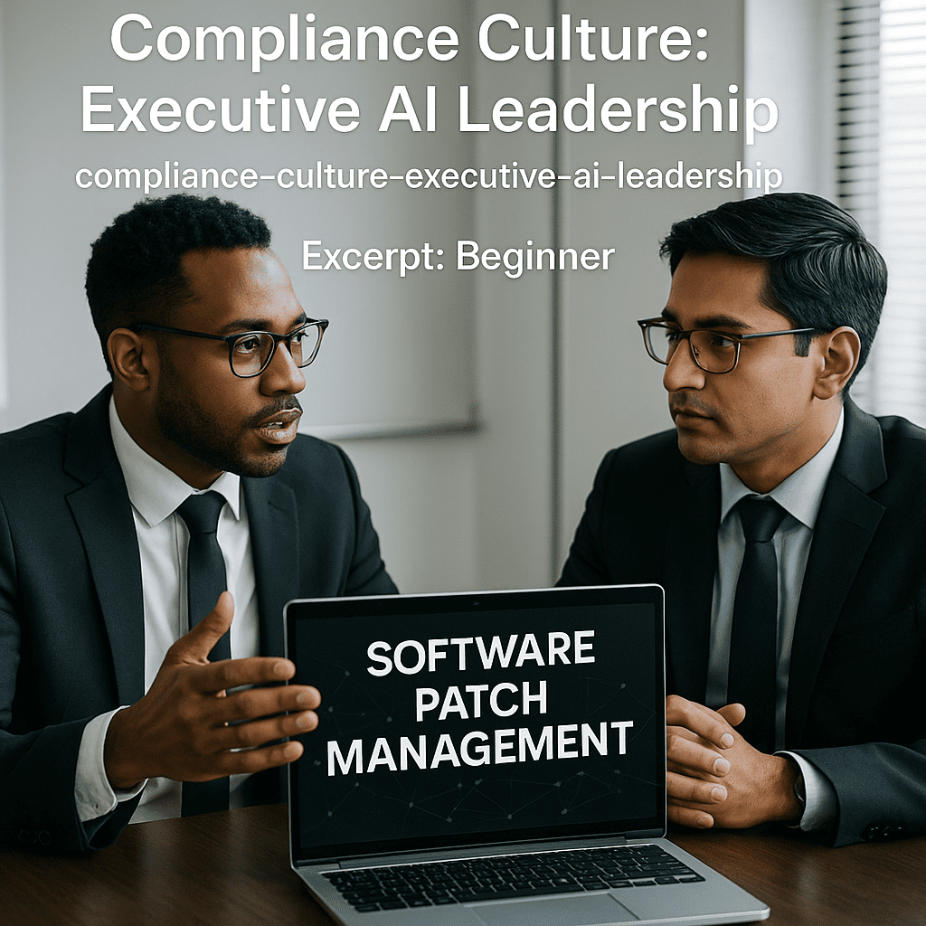 Two cybersecurity consultants discuss patch management in office