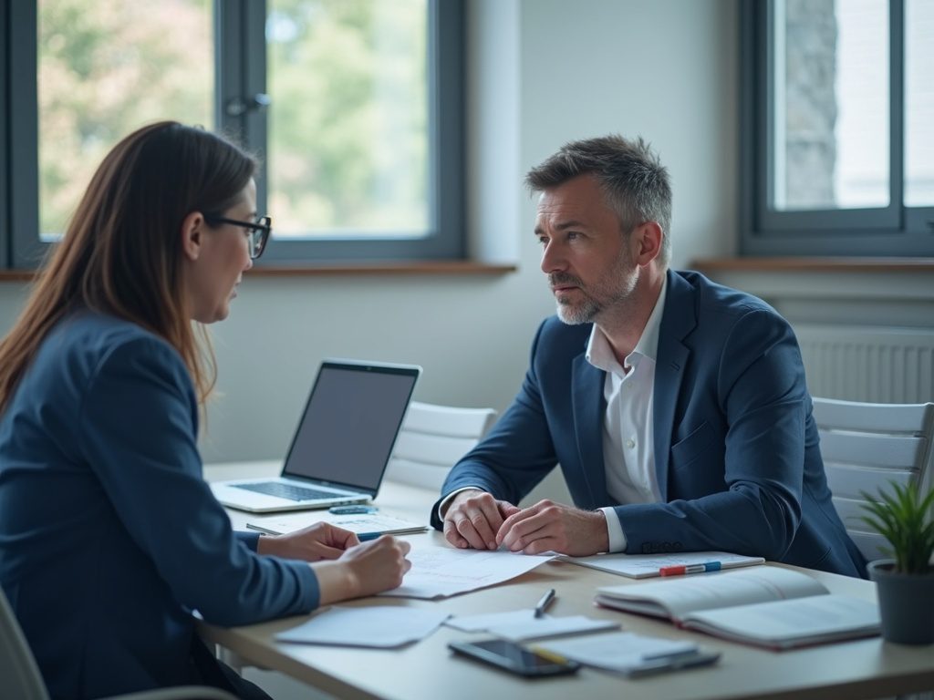 Female tech lead mentoring security analysts in modern office
