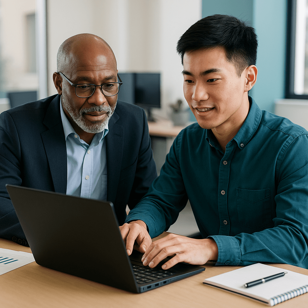 Professional remote worker analyzing cybersecurity job offers at home desk