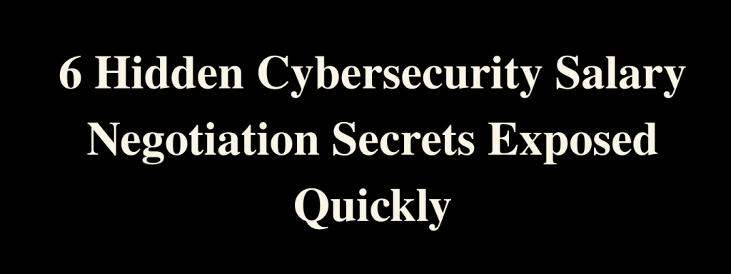 6 Hidden Cybersecurity Salary Negotiation Secrets Exposed Quickly