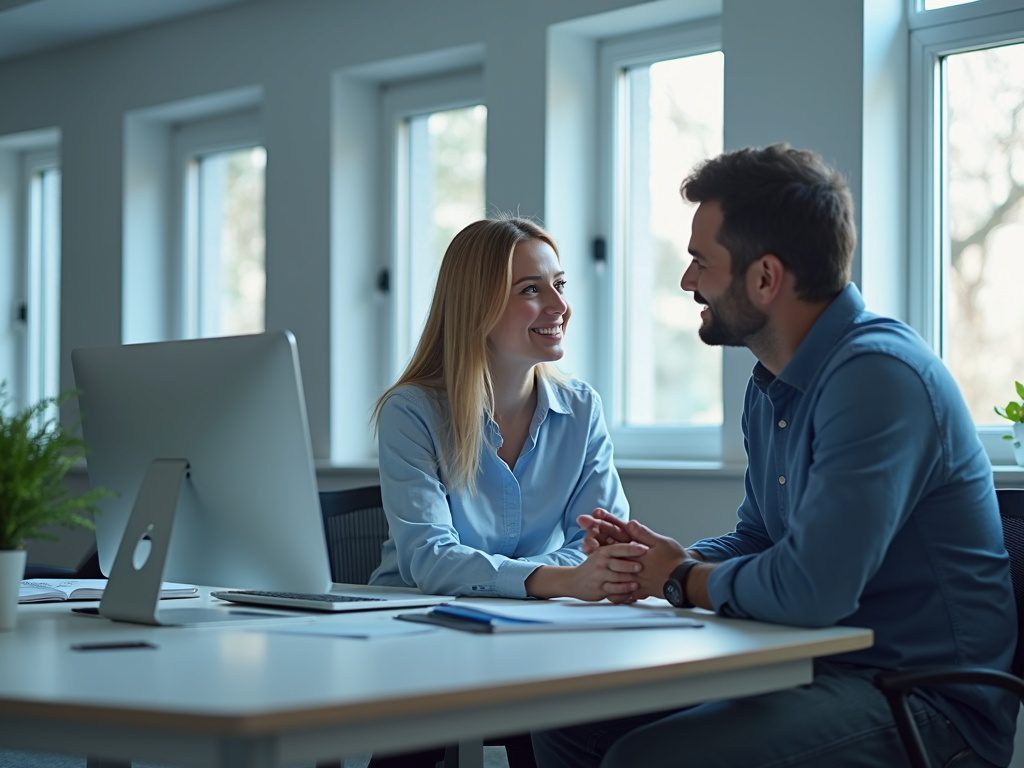 Female tech lead mentoring security analysts in office setting