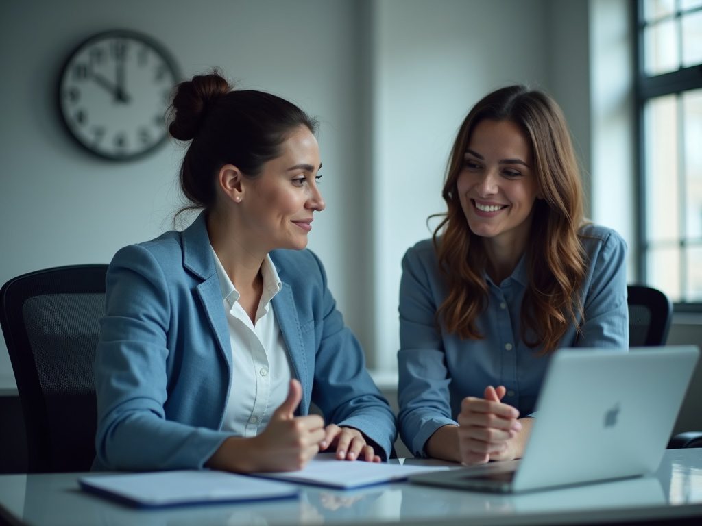 Female tech lead mentoring cybersecurity analysts in office setting