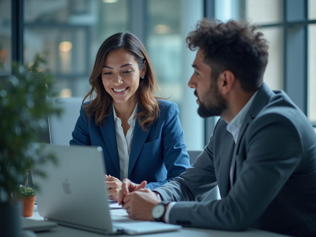 Female tech lead mentoring cybersecurity analysts in modern office