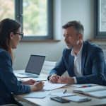 Female tech lead mentoring security analysts in modern office